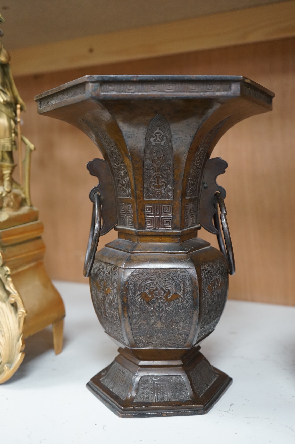 A Japanese bronze vase, Edo period, 28.5cm high.